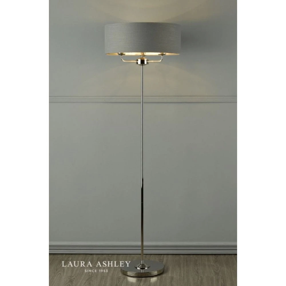 Laura Ashley SORRENTO Polished Nickel 3 Light Floor Lamp | Charcoal Shade 5 Laura Ashley SORRENTO Polished Nickel 3 Light Floor Lamp | Charcoal Shade - Image 5