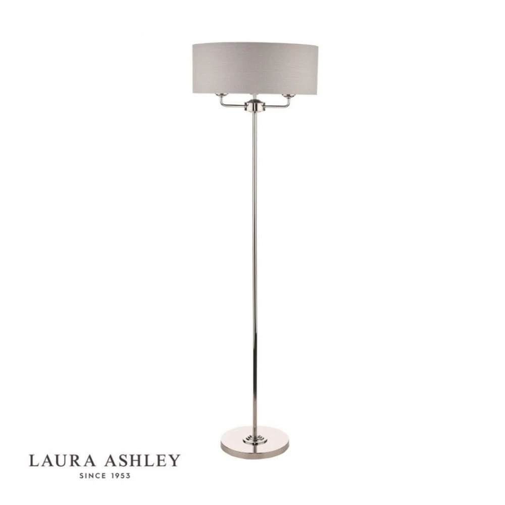 Laura Ashley SORRENTO Polished Nickel 3 Light Floor Lamp | Silver Shade 2 Laura Ashley SORRENTO Polished Nickel 3 Light Floor Lamp | Silver Shade - Image 2