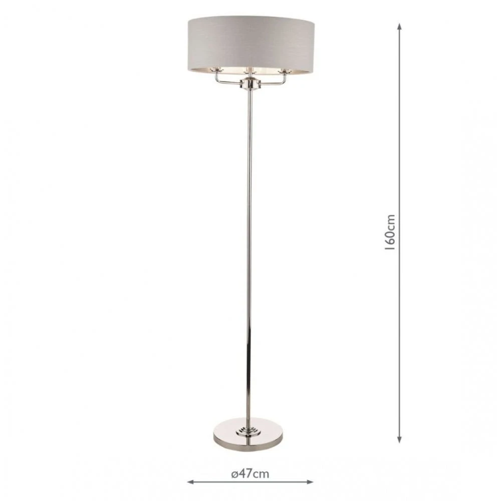 Laura Ashley SORRENTO Polished Nickel 3 Light Floor Lamp | Silver Shade 3 Laura Ashley SORRENTO Polished Nickel 3 Light Floor Lamp | Silver Shade - Image 3