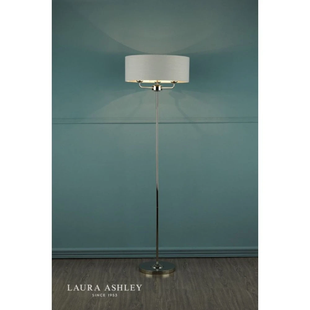 Laura Ashley SORRENTO Polished Nickel 3 Light Floor Lamp | Silver Shade 5 Laura Ashley SORRENTO Polished Nickel 3 Light Floor Lamp | Silver Shade - Image 5