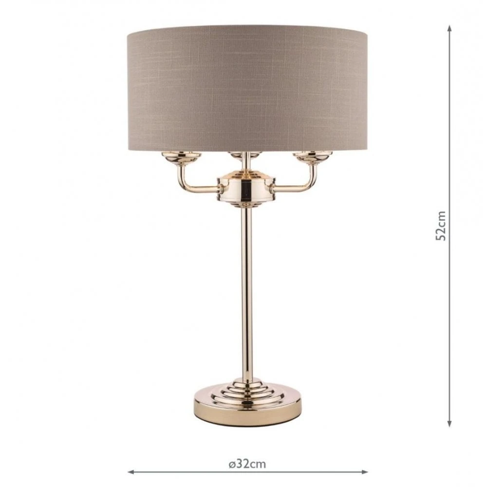 Laura Ashley SORRENTO Polished Nickel 3 Light Table Lamp | Charcoal Shade 3 Laura Ashley SORRENTO Polished Nickel 3 Light Table Lamp | Charcoal Shade - Image 3
