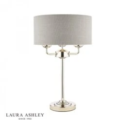 Laura Ashley SORRENTO Polished Nickel 3 Light Table Lamp | Silver Shade