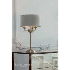 Laura Ashley SORRENTO Polished Nickel 3 Light Table Lamp | Silver Shade -Laura Ashley sorrento polished nickel 3 light table lamp silver shade p20384 40076 image