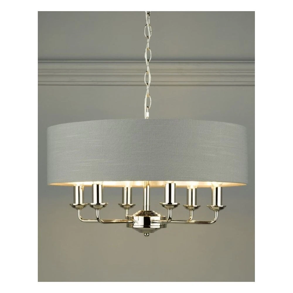 Laura Ashley SORRENTO Polished Nickel 6 Light Armed Fitting Ceiling Light With Charcoal Shade 3 Laura Ashley SORRENTO Polished Nickel 6 Light Armed Fitting Ceiling Light With Charcoal Shade - Image 3