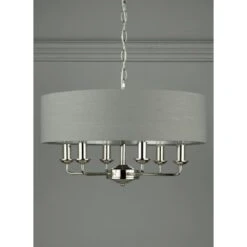 Laura Ashley SORRENTO Polished Nickel 6 Light Armed Fitting Ceiling Light With Charcoal Shade 7 Laura Ashley SORRENTO Polished Nickel 6 Light Armed Fitting Ceiling Light With Charcoal Shade -Laura Ashley sorrento polished nickel 6 light armed fitting ceiling light with charcoal shade p20385 40080 image
