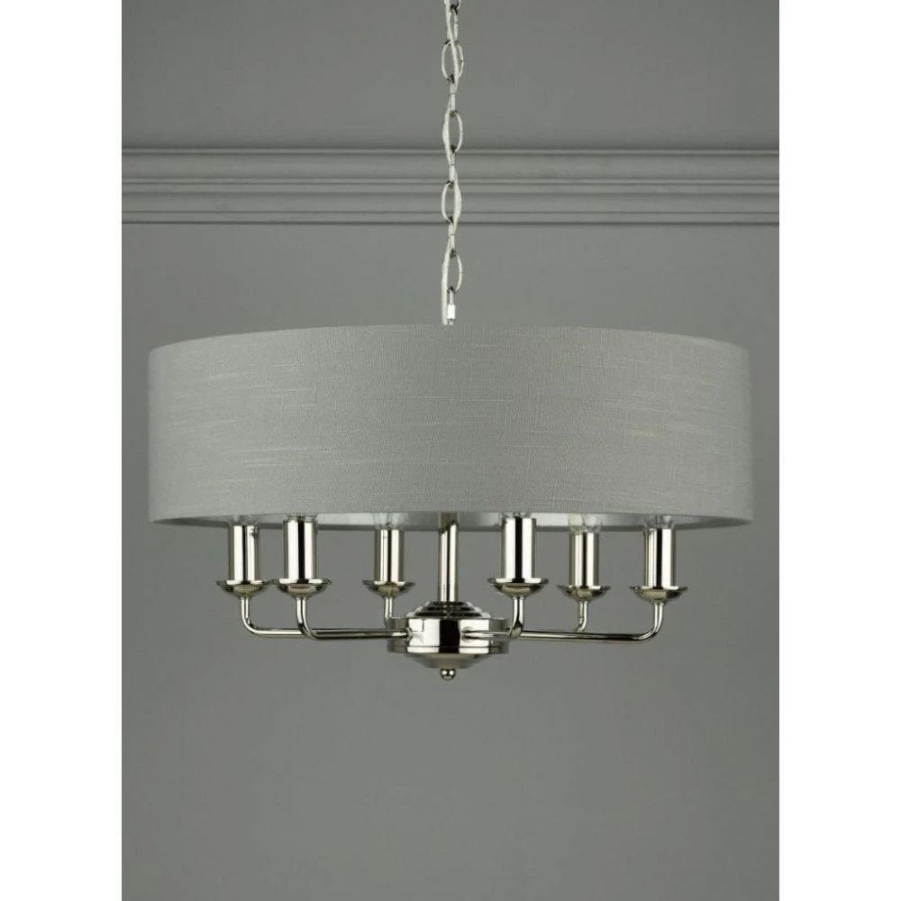 Laura Ashley SORRENTO Polished Nickel 6 Light Armed Fitting Ceiling Light With Charcoal Shade 4 Laura Ashley SORRENTO Polished Nickel 6 Light Armed Fitting Ceiling Light With Charcoal Shade - Image 4
