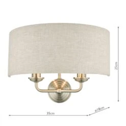 Laura Ashley SORRENTO Satin Nickel 2 Light Wall Light | Natural Shade -Laura Ashley sorrento satin nickel 2 light wall light natural shade p20372 40011 image