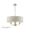 Laura Ashley SORRENTO Satin Nickel 3 Light Armed Fitting Ceiling Light | Natural Shade