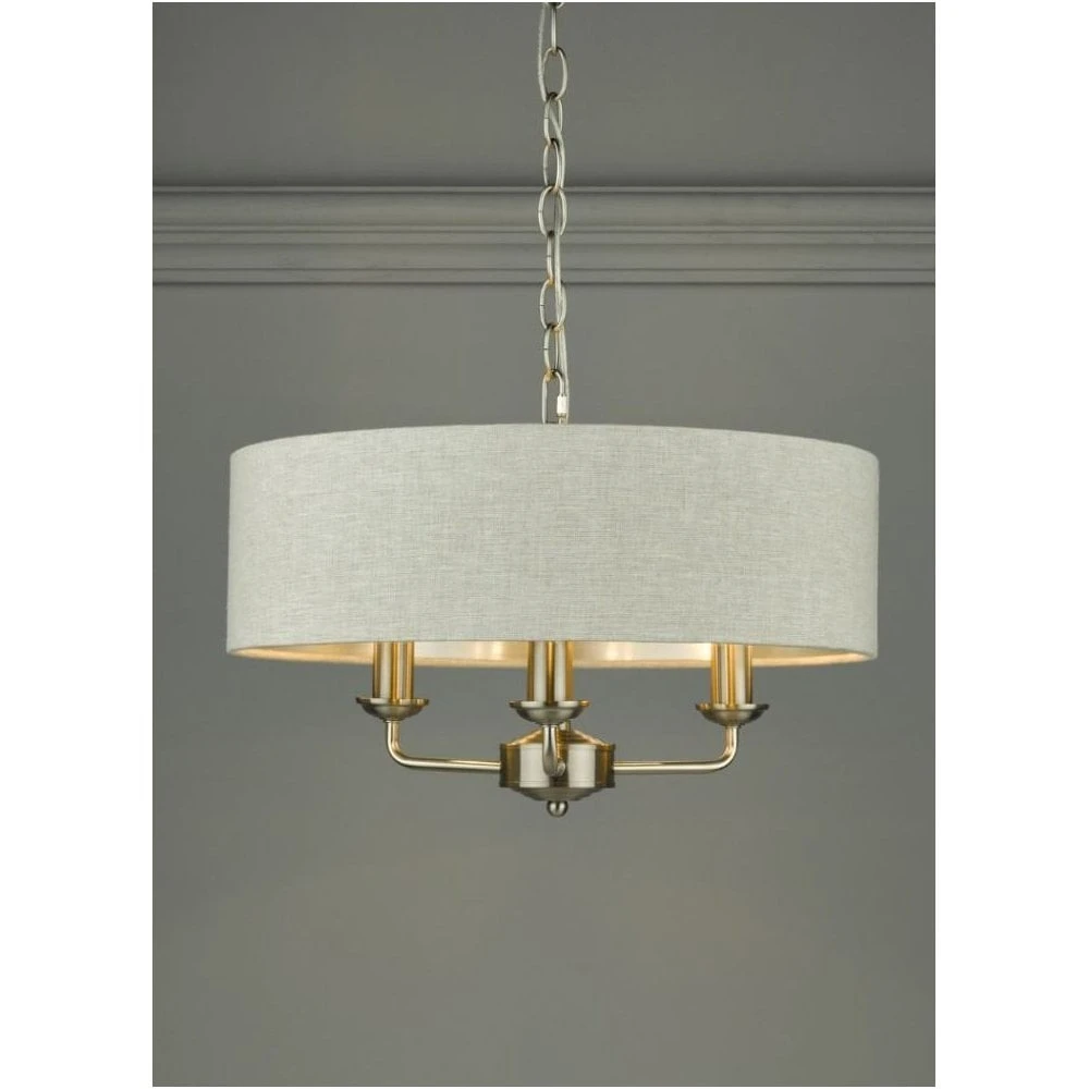 Laura Ashley SORRENTO Satin Nickel 3 Light Armed Fitting Ceiling Light | Natural Shade 5 Laura Ashley SORRENTO Satin Nickel 3 Light Armed Fitting Ceiling Light | Natural Shade - Image 5