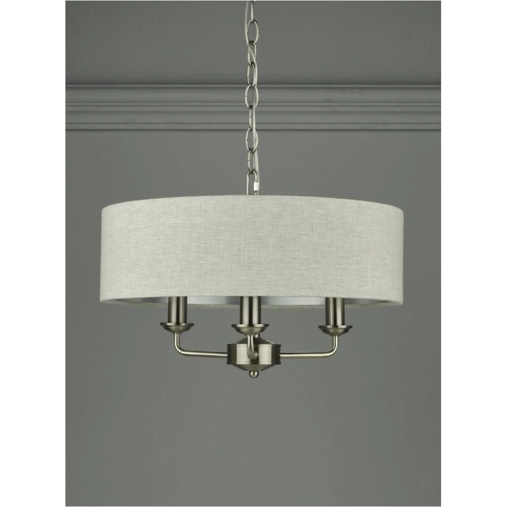 Laura Ashley SORRENTO Satin Nickel 3 Light Armed Fitting Ceiling Light | Natural Shade 6 Laura Ashley SORRENTO Satin Nickel 3 Light Armed Fitting Ceiling Light | Natural Shade - Image 6