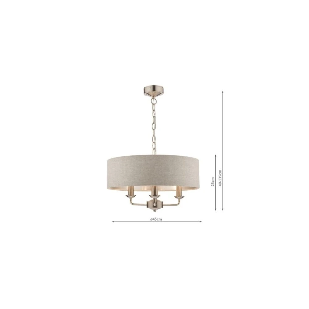 Laura Ashley SORRENTO Satin Nickel 3 Light Armed Fitting Ceiling Light | Natural Shade 3 Laura Ashley SORRENTO Satin Nickel 3 Light Armed Fitting Ceiling Light | Natural Shade - Image 3
