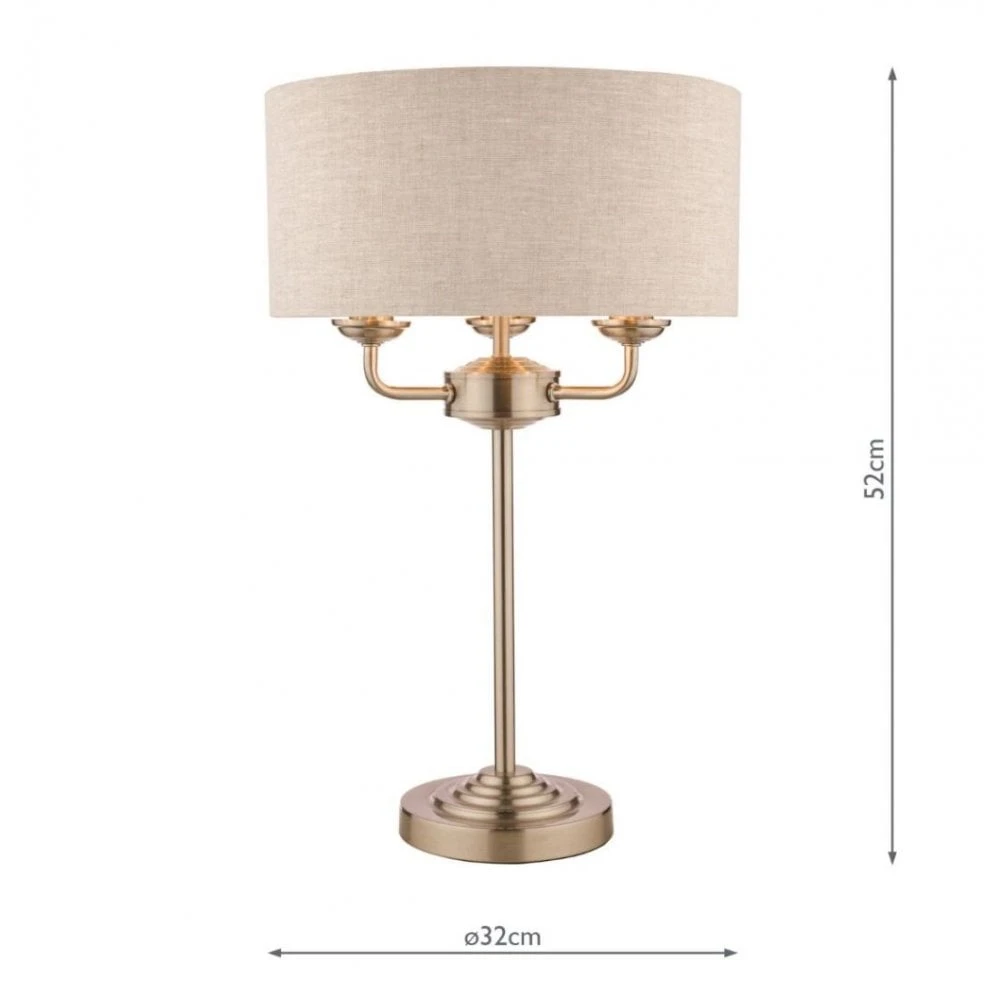 Laura Ashley SORRENTO Satin Nickel 3 Light Table Lamp | Natural Shade 3 Laura Ashley SORRENTO Satin Nickel 3 Light Table Lamp | Natural Shade - Image 3