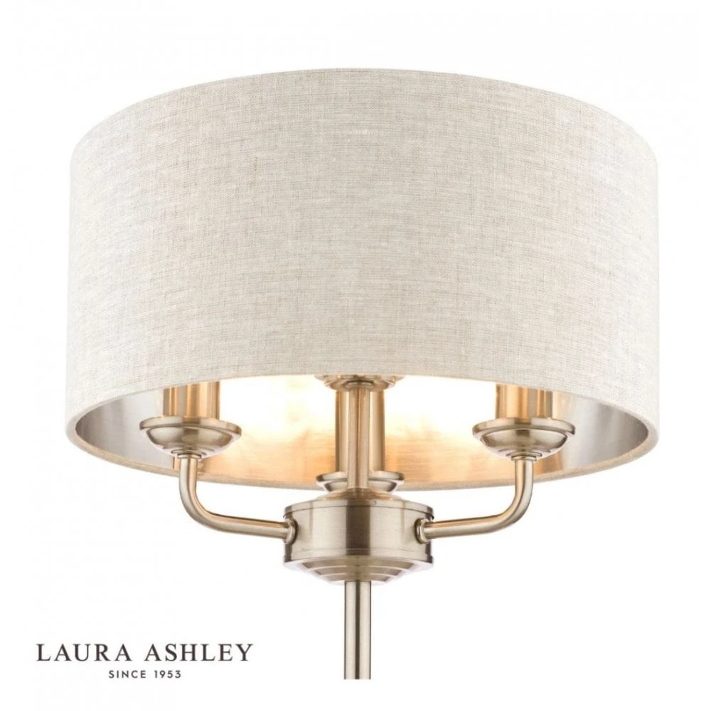 Laura Ashley SORRENTO Satin Nickel 3 Light Table Lamp | Natural Shade 4 Laura Ashley SORRENTO Satin Nickel 3 Light Table Lamp | Natural Shade - Image 4