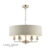 Laura Ashley SORRENTO Satin Nickel 6 Light Armed Fitting Ceiling Light | Natural Shade