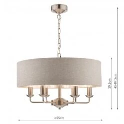 Laura Ashley SORRENTO Satin Nickel 6 Light Armed Fitting Ceiling Light | Natural Shade -Laura Ashley sorrento satin nickel 6 light armed fitting ceiling light natural shade p20376 40033 image