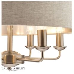Laura Ashley SORRENTO Satin Nickel 6 Light Armed Fitting Ceiling Light | Natural Shade -Laura Ashley sorrento satin nickel 6 light armed fitting ceiling light natural shade p20376 40034 image
