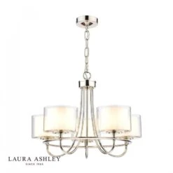 Laura Ashley SOUTHWELL 5 Light Pendant Polished Nickel With Opal Glass Shades