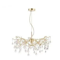Laura Ashley WILLOW 3 Light Pendant Champagne With Crystal Droplets